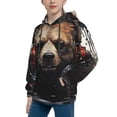 thumbnail image 2 of Honeii Urban Bear With Headphones Pattern Long-Sleeve Hooded Sweatshirt Pullover Hoodie for Boys and Grils-Small, 2 of 6
