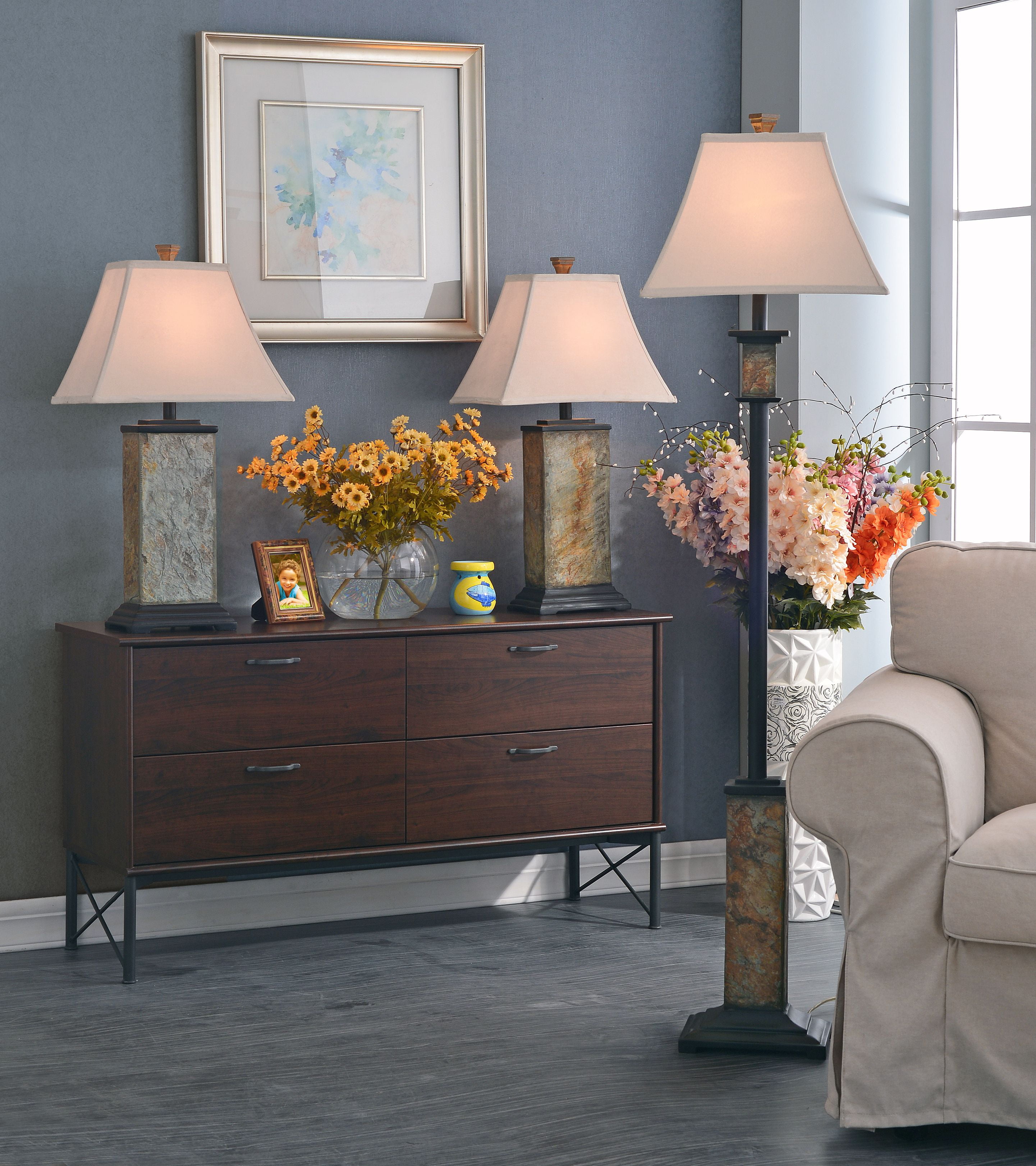 Kenroy Home Bennington 3-Pack Lamp Set (2 Table Lamps/1 Floor Lamp ...