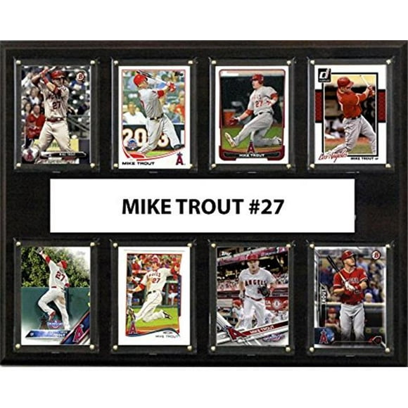 C & I Collectables 1215TROUT8C 12 x 15 in. Mike Trout MLB Los Angeles Angels Giants 8 Card Plaque