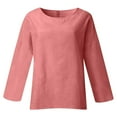 thumbnail image 4 of Yigetop Linen Shirts for Women Linen Shirts for Women 2025 Trendy Long Sleeve Summer Tops Casual Loose Tshirts Basic Tees Women's Linen Shirt Red4 L, 4 of 5
