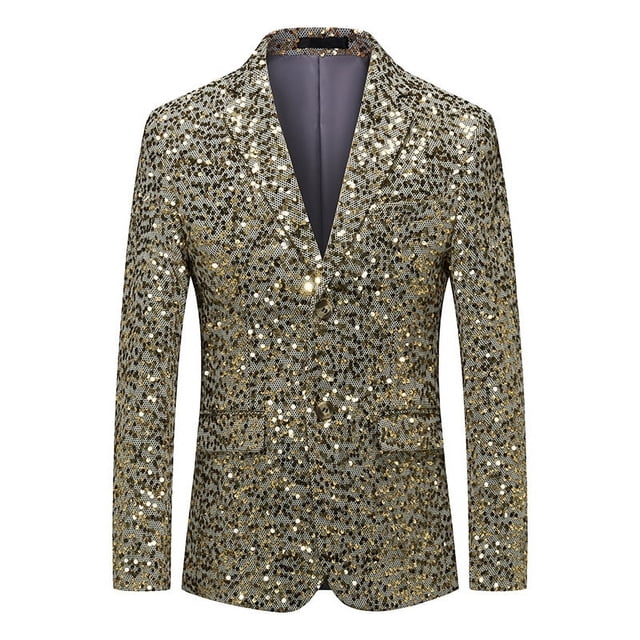 Traje informal ajustado de estilo coreano para hombre, personalidad escénica, presentador de espectáculos, chaqueta de traje de color sólido con lentejuelas para hombre