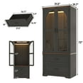 thumbnail image 5 of ChVans 2 Glass Doors Armoire Wardrobe Closet with 2 Drawer & LED Sensor Light, 72"H Arch design Clothing Storage Cabinet with Hanging Rod for Bedroom, 5 of 9