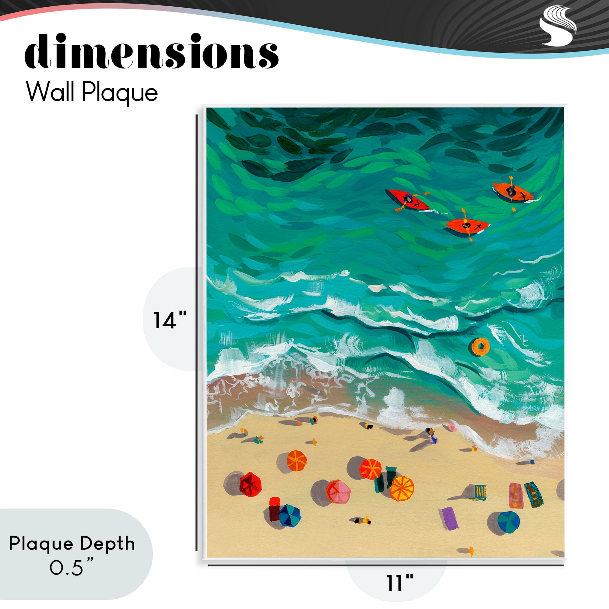 Stupell Industries Three Kayaks in Turquoise Waves Wall Plaque Art, design by Brook Page