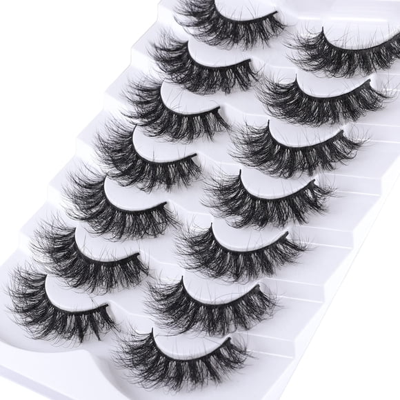 Mebver Pestañas Postizas Ojo de Gato Pestañas de Visón Sintético Aspecto Natural Pestañas Tenues y Esponjosas que Parecen Extensiones Pestaas Postizas D Curl Tiras de Pestañas Zorro Corto Paquete de 7