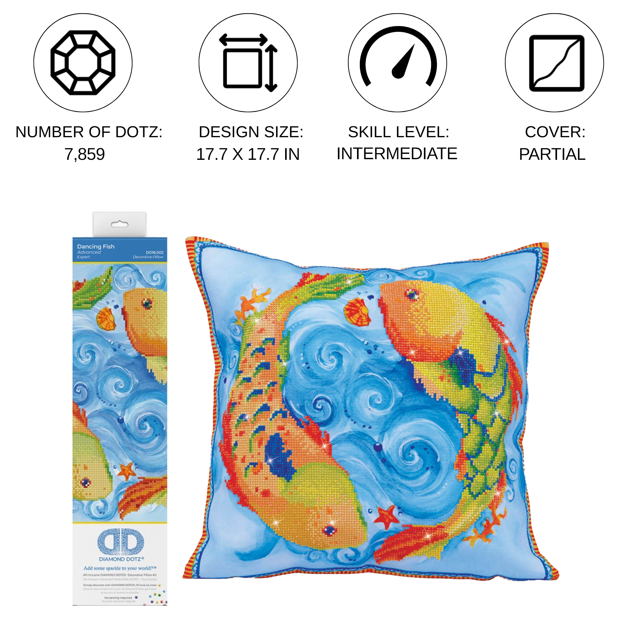Diamond Dotz Dancing Fish Coy Diamond Painting Kits for Adults - Diamond Art Kits a Relaxing Creative Craft Kit with Dotz Gems  17.7"x17.7"