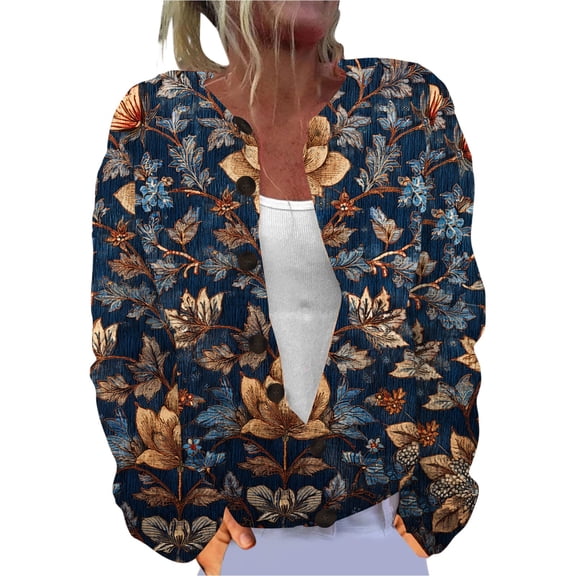 Kaondbfi Cardigan for Women, Fall Cute Print Open Front Knit Cardigan Sweater Winter Casual Loose Button Down Long Sleeve Coat Womens Winter Coat