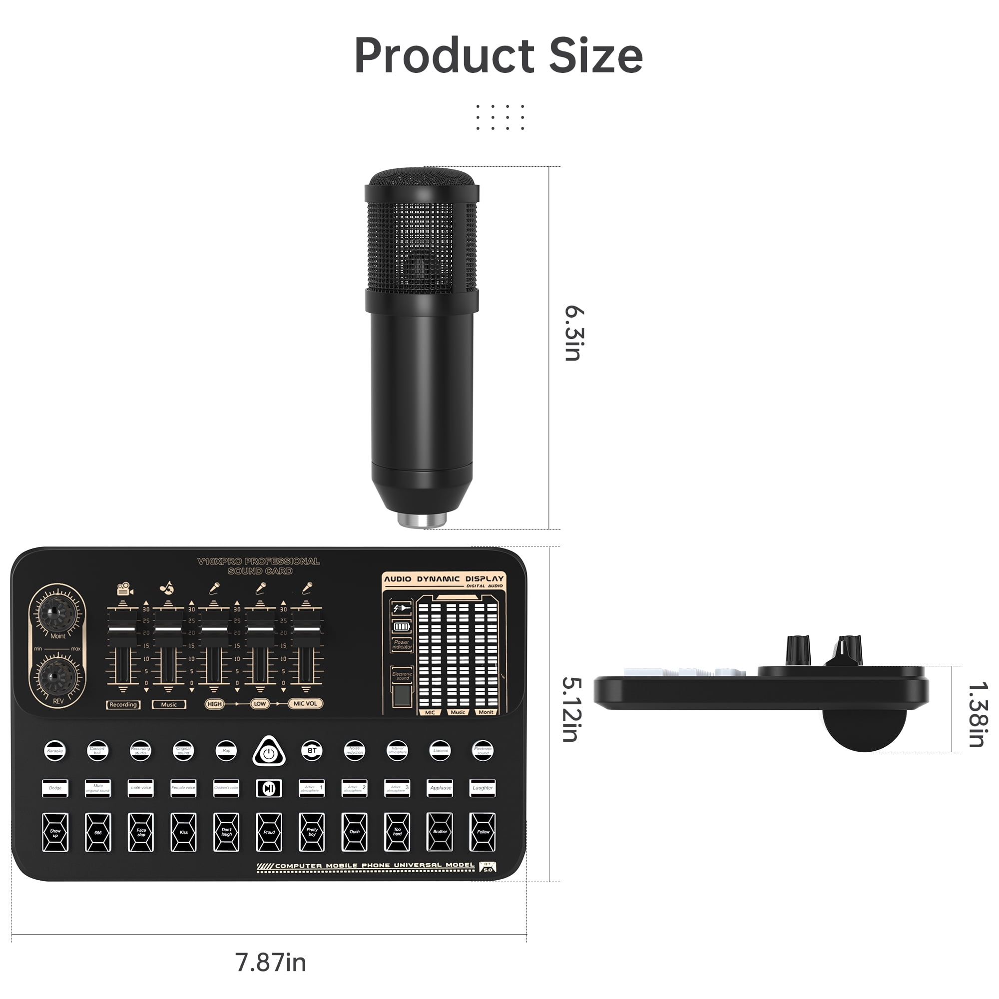 VIPQV Condenser Microphone Bundle, Podcast Microphone with Voice Changer, Podcast Equipment Bundle - Studio Equipment for Laptop Computer Vlog Living Broadcast Live Streaming YouTube TikTok