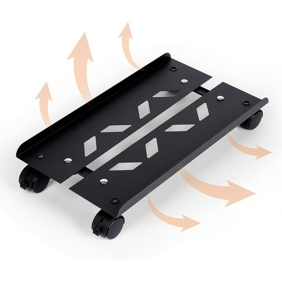 Mobile PC Stand, Adjustable Metal Computer Tower Stand, PC Floor Stand with 4 Locking Caster Wheels, PC Tower Stand, CPU Holder, PC Cart PC Riser Fits Most PC for Gaming Office Desk