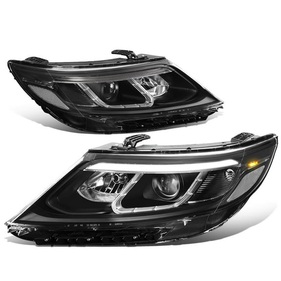 DNA Motoring LED DRL Side Projector Headlights for 2014-2015 Sorento EX/SX, Black/Clear