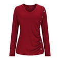 thumbnail image 6 of Olyvenn Ribbed Knit Tunic Top for Women V Neck Long Sleeve Blouse Ruched Business Casual Shirt Elegant Solid Color Tops Wine M, 6 of 9