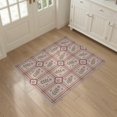 thumbnail image 3 of ODIKA 3'x5' Blush Pink Rose Floral Botanical Grid Washable Accent Rug Traditional Cottage Style Motif With Diamond Squares And Delicate Pet Friendly, Non-Shedding Mat for Bedside, Nursery Room, 3 of 7