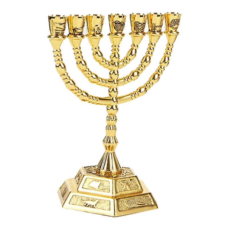 Growment Golden Jewish Menorah CandleHolders Religions Candelabra