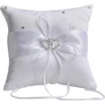 thumbnail image 1 of Ring Bearer Pillow for Wedding Ceremony - Ivory White Ring Pillow, Lace Crystal Wedding Double Heart for Flower Girls, Special Jewelry Barrier Pillow, 1 of 5