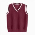 thumbnail image 5 of CAUYDY Boys Sweater Vest V Neck Sweater Vest Cable Knit Cotton Sweaters Toddler School Uniform for Girls(L101-Wine,5-7 Y), 5 of 5