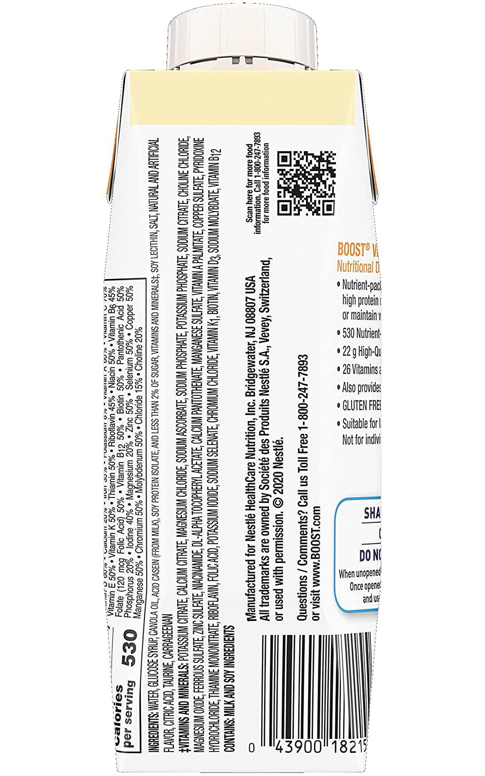 Boost Very High Calorie Nutritional Drink, Very Vanilla, 8 FL OZ (Pack of 3)