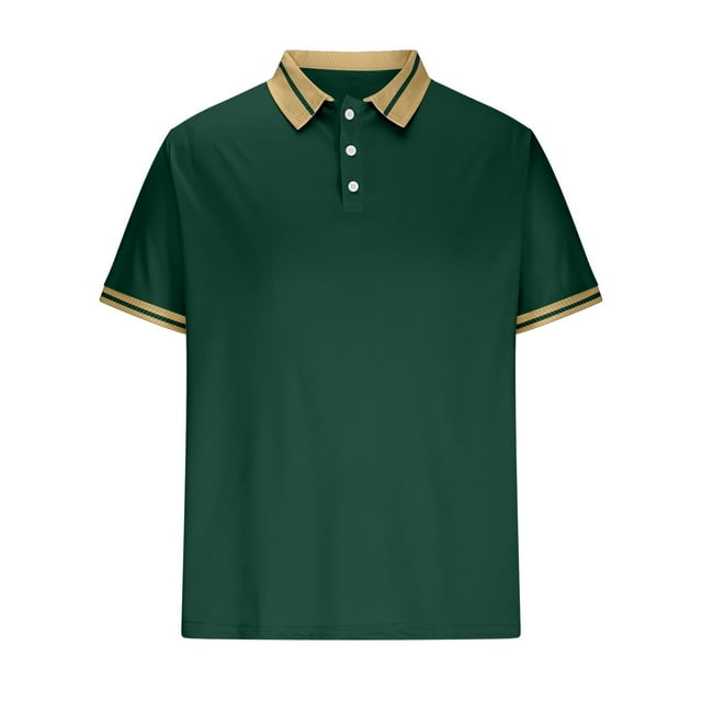pstuiky camisetas para hombre, Camisa deportiva de manga corta con cuello redondo y botones de color liso para hombre ropa de hombre m