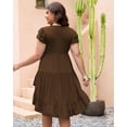 thumbnail image 3 of Vestido casual AZACHID de verano con doble volante de manga corta para mujer, 3 of 8