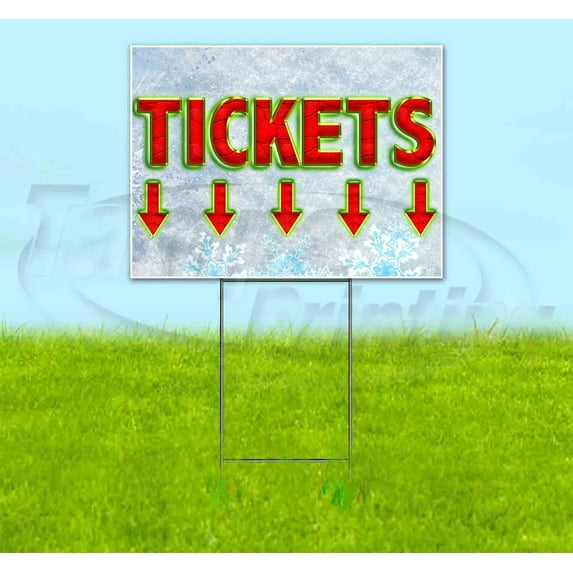 Tickets Arrow (18" x 24") Yard Sign, Includes Metal Step Stake