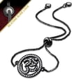 thumbnail image 2 of Stainless Steel Clear CZ Om Aum Adjustable Chain Bracelet - Black, 2 of 2