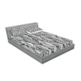 thumbnail image 2 of Ambesonne Feather Fitted Sheet & Pillow Sham Set, Monochrome Outline, Queen, Charcoal Grey White, 2 of 2