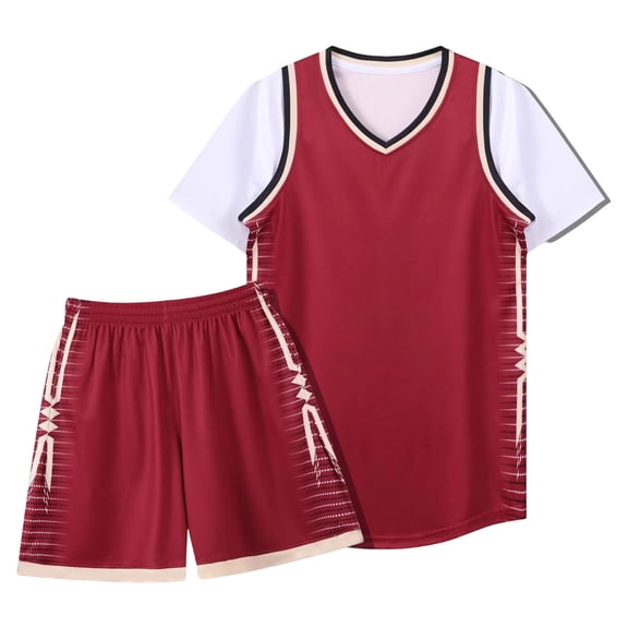 Girls Athletic Sets Unisex Training Sports Team 5 14 Years Kids Summer Clothes,Red,Size 4XL