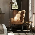 thumbnail image 4 of Homy Casa  Modern Accent Chair with Suede Fabric and Wood Legs, Comfortable Seat for Living Room, 4 of 9