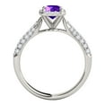 thumbnail image 4 of Rings for Women 3.46 Carat Diamond and Emerald Shaped Amethyst Ring pave 10K White Gold, 4 of 5