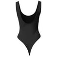 thumbnail image 3 of A2Y Women's Regular Fit Double Scoop Neck Solid Plain Bodysuit Black M, 3 of 3