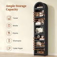 thumbnail image 4 of 76" Tall Narrow Arched Bookcase, 7-Teir Mid-Century Modern Bookshelf with Adjustable Shelves for Living Room, Home Office, Black, 4 of 7