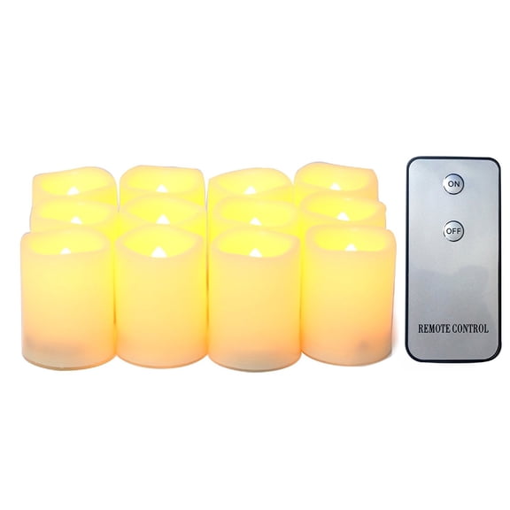 Candle Choice 12-Pack Realistic Flameless Votive Candles Bright Battery Operated LED Votives with Remote 1.5”x2” Long Battery Life Festival Party Wedding Birthday Holiday Home Décor Centerpiece Gift