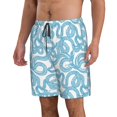 thumbnail image 2 of Kdxio Blue Snake Pattern Mens Casual Shorts - Drawstring Summer Beach Sports Shorts for Men, 2 of 9