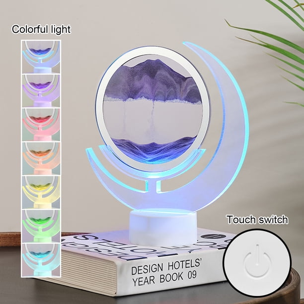 Lámpara de mesa LED con pintura de arena ambiental para mesita de noche (5 ml), diseño de pintura de arena nocturna con transmisión USB, ideal como regalo decorativo para el hogar.