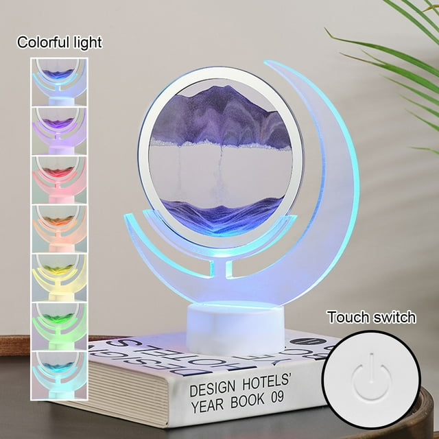 Fiudx Lámpara de Arena Usb, Arte Tridimensional con Arena En Movimiento, Luz Led Que Cambia de Color, Lámpara de Mesa Decorativa Única, Luz de Noche para El Hogar, Ideal para La Noche, Regalo para Pa