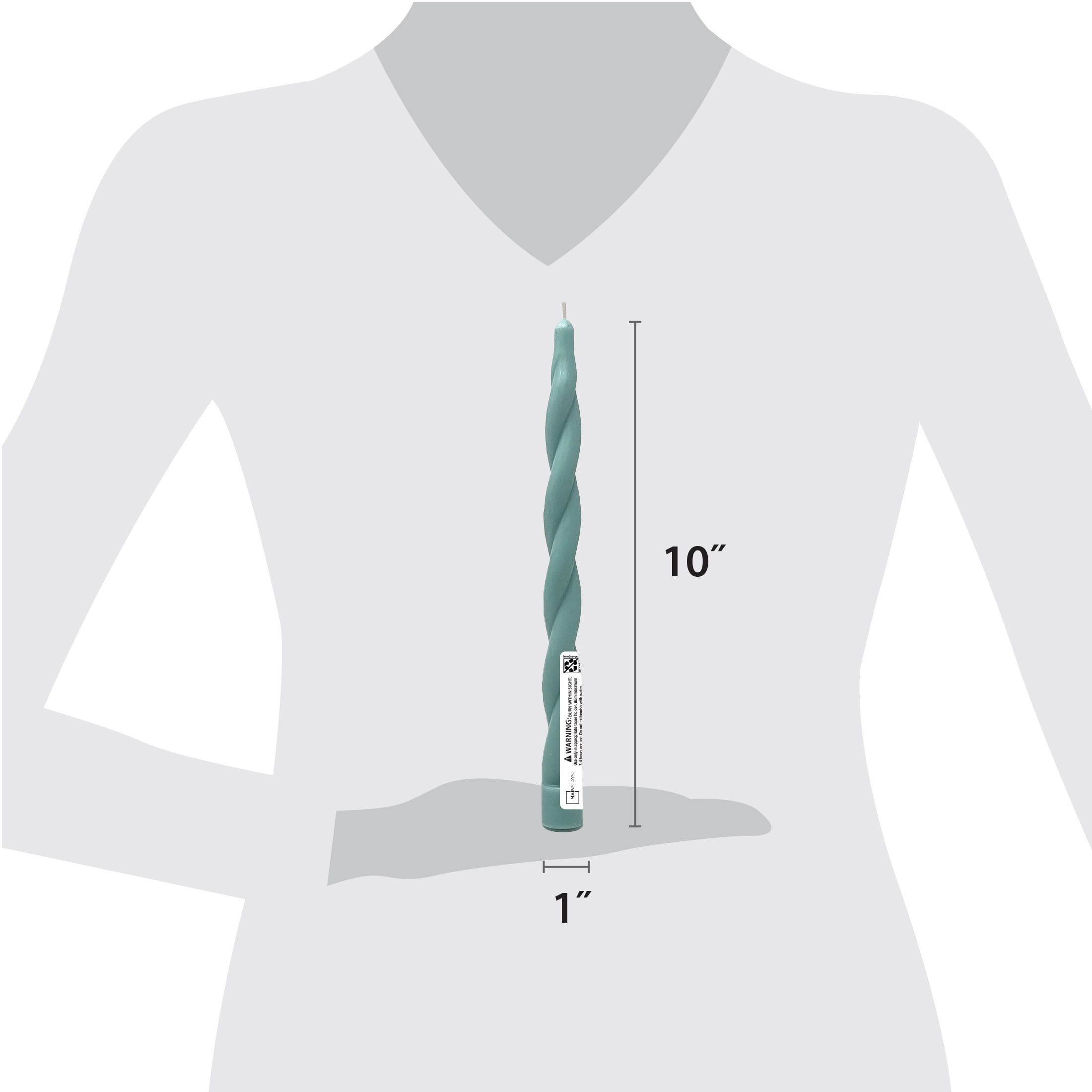 Mainstays 10-Inch Unscented Green Twist Taper Candle