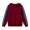 thumbnail image 5 of Qiggri Women's Oversized Embroidered Hoodies 2026 Sweatshirts Long Sleeve Pullover with Kangaroo Pocket Stripe Side Patchwork Tops Casual Fall Winter Outfits M, 5 of 8