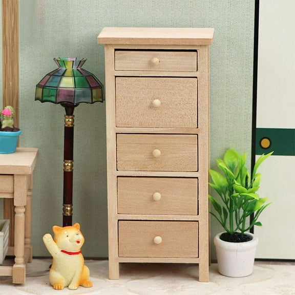 Cajonera Rústica en Miniatura, Organizador de Madera, Tocador de Almacenamiento: 12 , Hogar, Escena de Vida, Muebles de Decoración Salvador Dali Gabinete del cajón de la casa de muñecas
