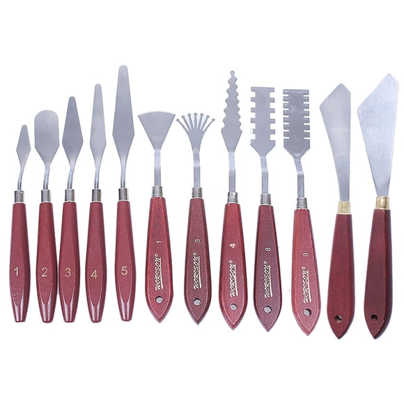 Naiovety Espátula para mezclar pintura, paleta ligera, confiable, en forma especial con mango de madera, espátula artística, accesorios de Herramientas y accesorios para hornear 12 piezas