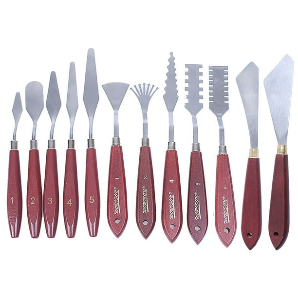Naiovety Espátula para mezclar pintura, paleta ligera, confiable, en forma especial con mango de madera, espátula artística, accesorios de Herramientas y accesorios para hornear 12 piezas