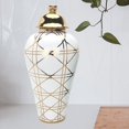 thumbnail image 1 of Oriental Ginger Jar Jarrón Decoración para el hogar Tarro de almacenamiento con tapa Adorno Mesa Centro de mesa Arreglo floral para restaurante Café 30cmx65cm Macarena Tarro de jengibre de cerámica, 1 of 7