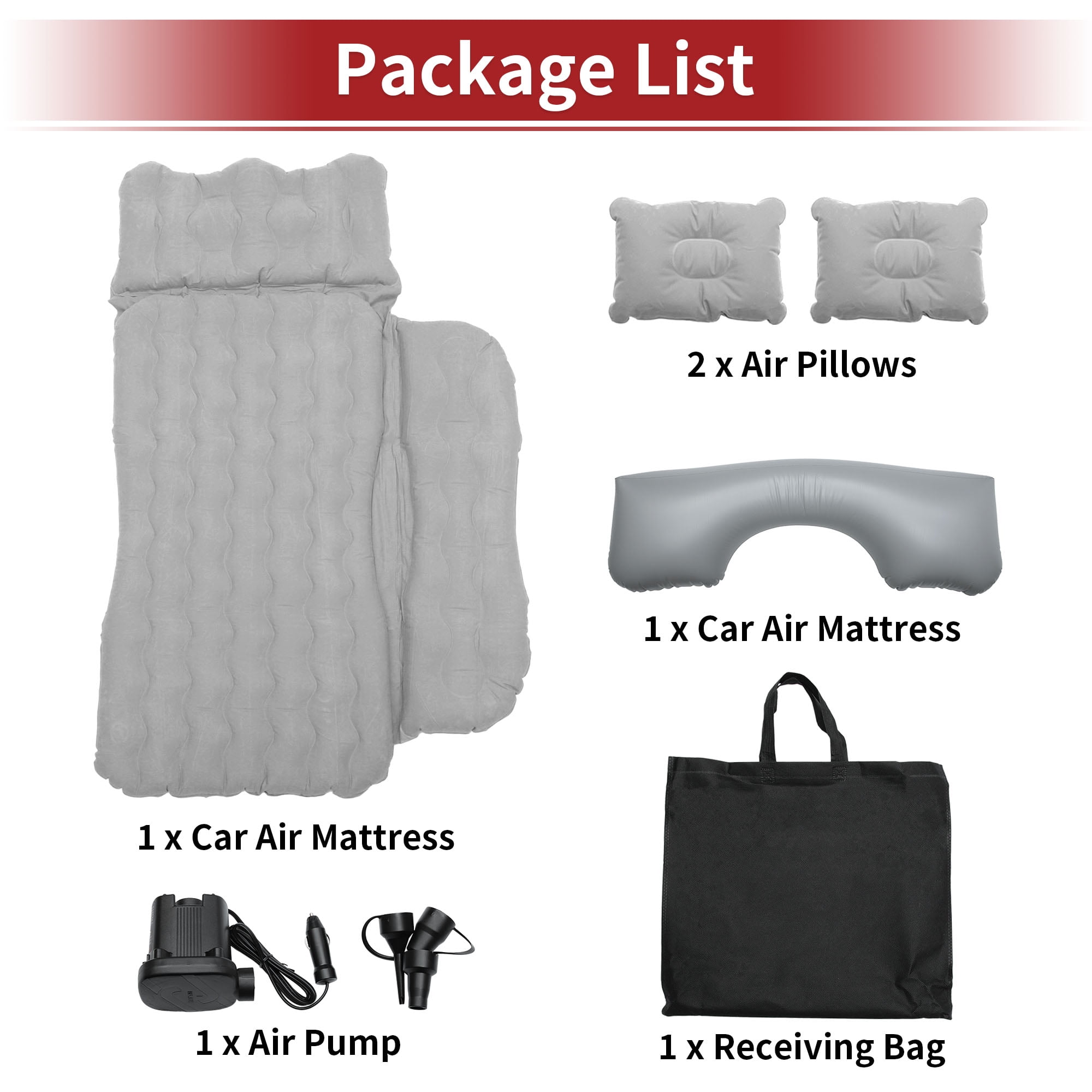 Unique Bargains Split Piers Long Leg Pier Air Pillows Repair Pads Air Pump Car Air Mattress Flocking Gray Inflatable Thickened Camping Bed Flocking Mattress