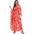 thumbnail image 3 of Vestido kaftán maxi Moss Rose con cuello en V y mangas murciélago 130 cm, 3 of 5