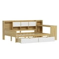 thumbnail image 5 of Full Bed Frames with Storage, L-Shaped Corner Beds with Desk, Wood Daybed with Bookcase, Platform Beds with Drawers and Shelves for Living Room, Bedroom, Teens Room, Natural +White, 5 of 8