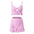 thumbnail image 5 of KPOPLK Women Plus Size Tankini Swimsuits Tummy Control 2 Piece Bathing Suit Ruffled Swimwear with Shorts Size S,Purple, 5 of 9