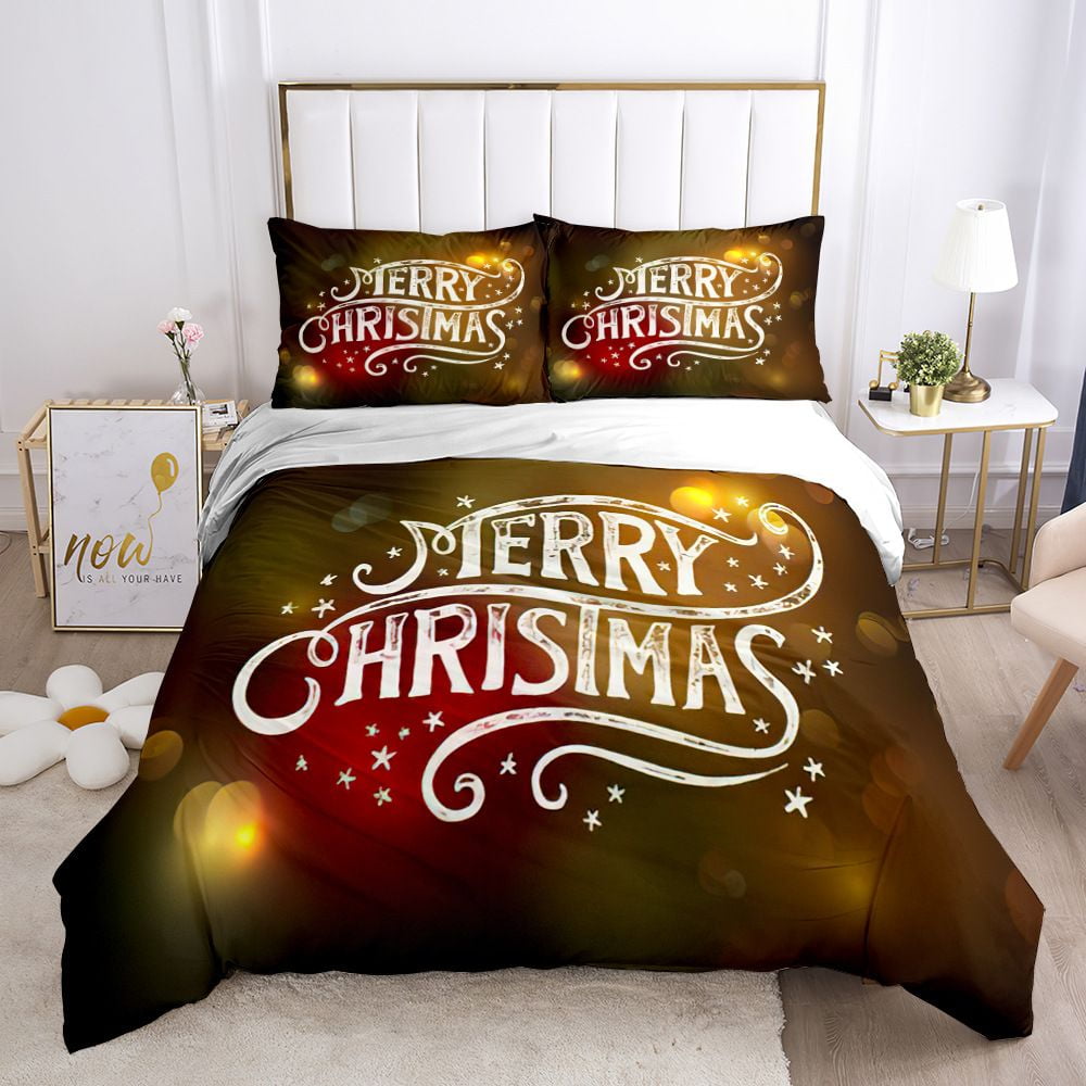 3 Pieces Christmas Tree Reindeer Snowman Santa Claus Xmas Comforter