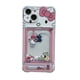 thumbnail image 3 of Funda transparente con patrón de Hello Kitty para iPhone, carcasa suave de TPU con ranura para tarjeta y soporte de bolsillo para modelos 7, 8, 14 Plus, 13, 12, 11 Pro Max, X, XR, XS Max, 3 of 5
