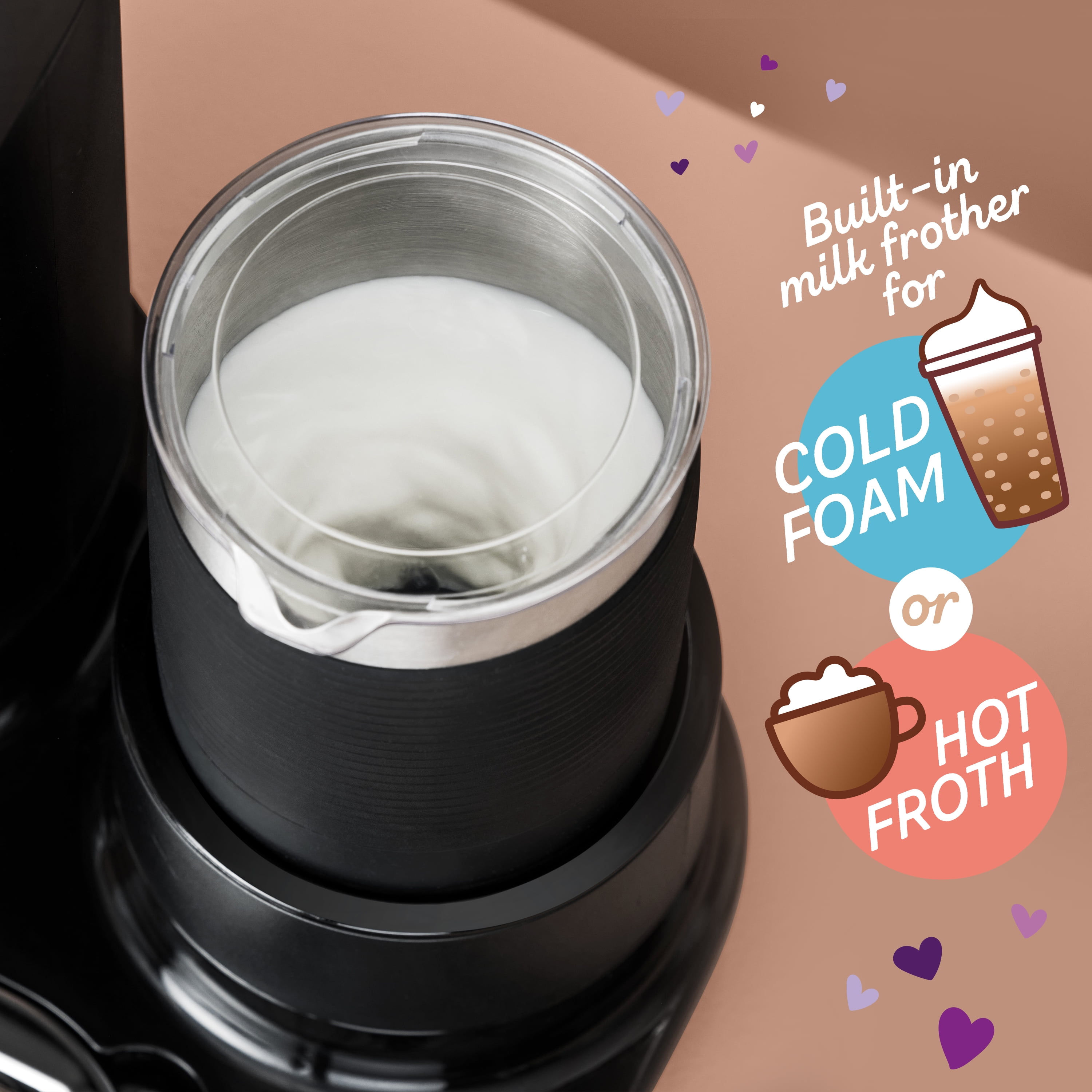 Mr. Coffee 4-in-1 Single-Serve Latte Lux, Iced, and Hot Coffee Maker with  Milk Frother,22 ounces