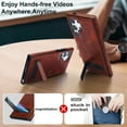 thumbnail image 3 of for Samsung Galaxy S24 Ultra PU Leather Back Case, Built-in Invisible Stand [Compatible with Magsafe] Protective Slim Kickstand Anti-fall Phone Cover Compatible with Samsung Galaxy S24 Ultra, Brown, 3 of 8