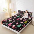 thumbnail image 4 of Feelyou Kawaii Santa Claus Queen Sheet Sets, Winter Christmas Snowman Flat Sheet, Pink Xams Tree Queen Fitted Sheet, Luxury Bedroom Decor, 4 Pieces, 4 of 7