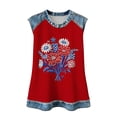 thumbnail image 4 of Womens Casual Sleeveless Tanks Independence Day Red Floral Daisy Faux Denim Trim Tops Daily Round Neck Waffle Knit Blouses, 4 of 8