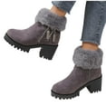 thumbnail image 4 of Xfvqtps Chunky Flatform Boots for Women Furry Lined Winter Ankle Booties Side Zipper Warm Comfortable Shoes Fashion Casual Low Mid Heel Boots Dark Gray, 4 of 9